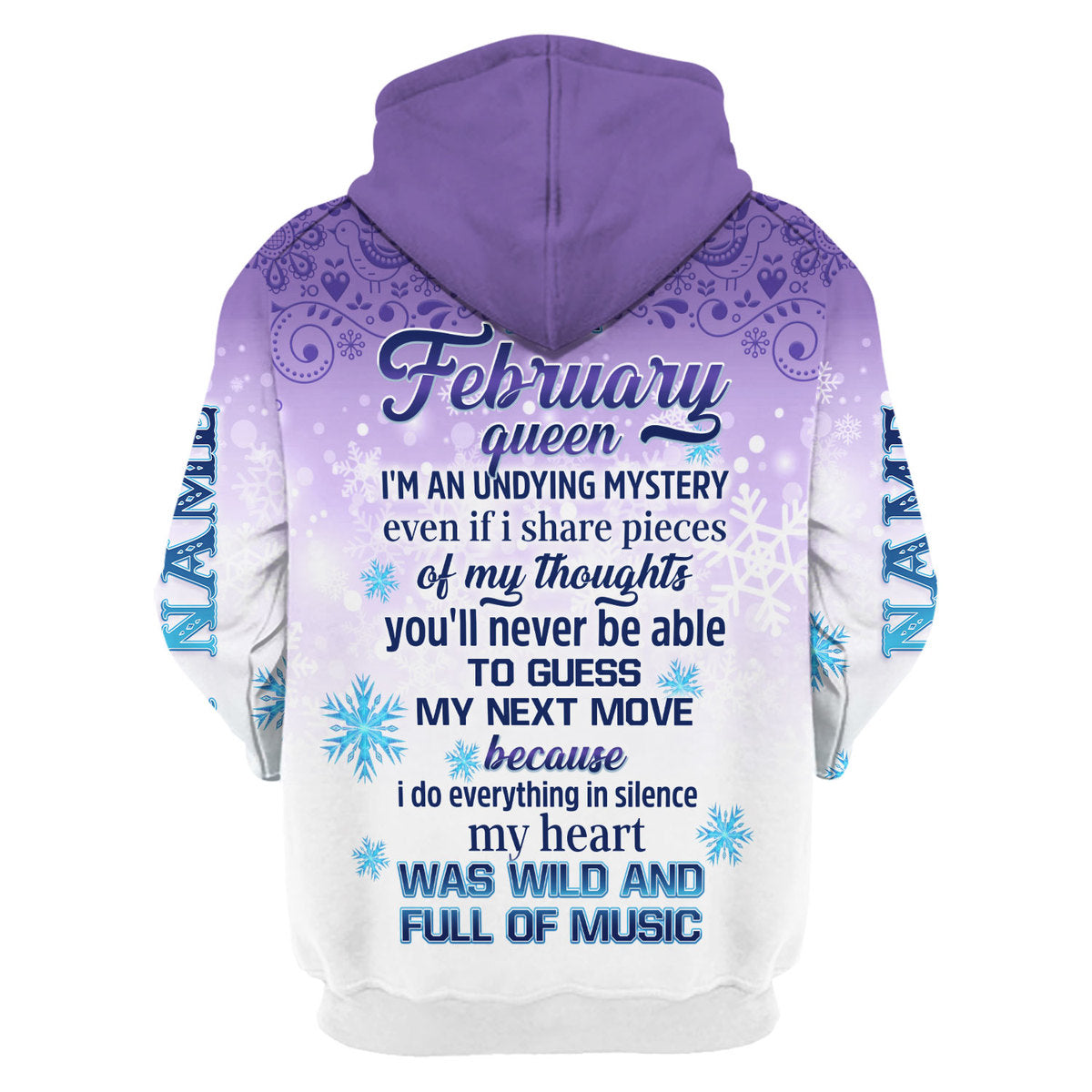 YMskins Personalized Hoodie I'm A February Queen All Over Printed