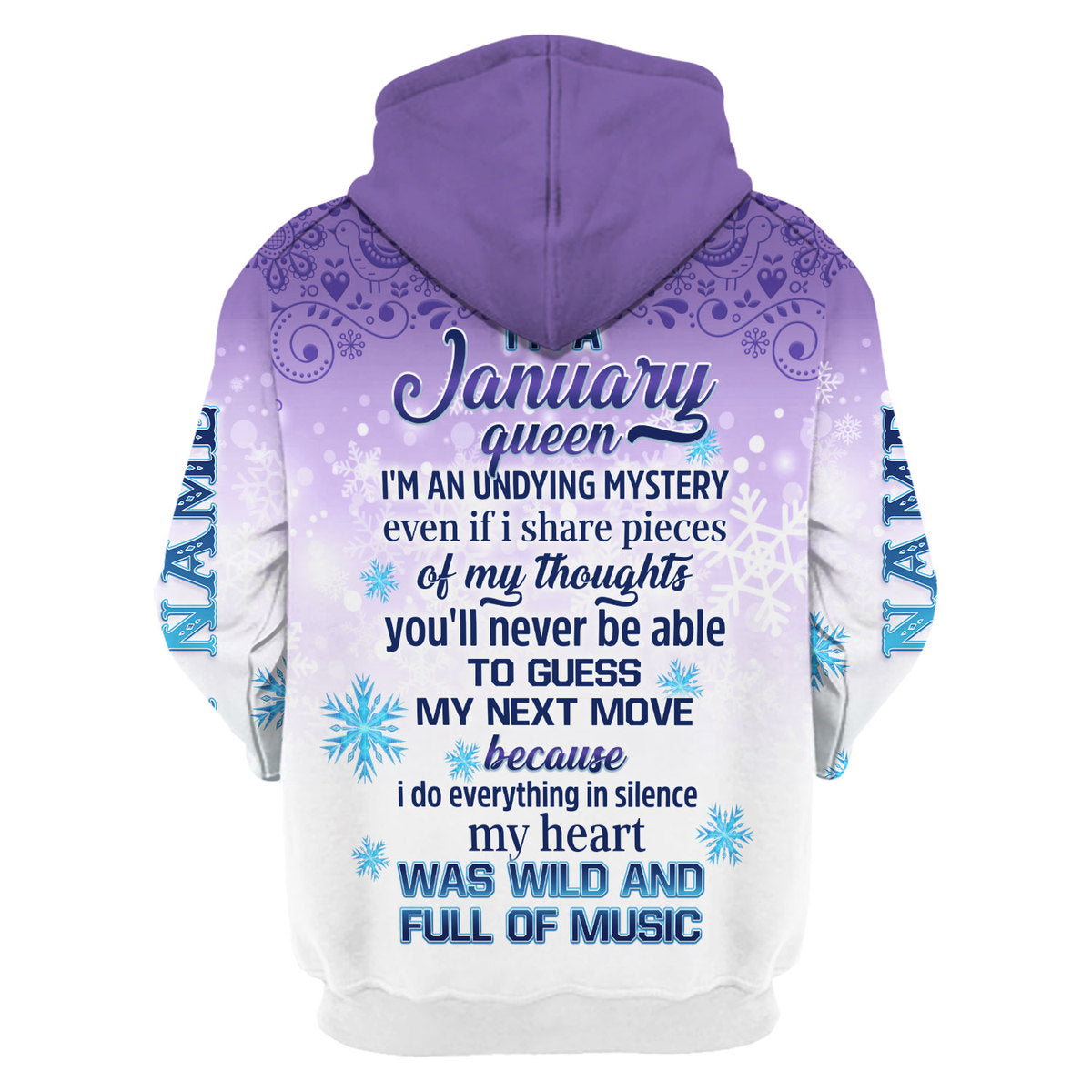 YMskins Personalized Zip Hoodie I'm A January Queen All Over Printed