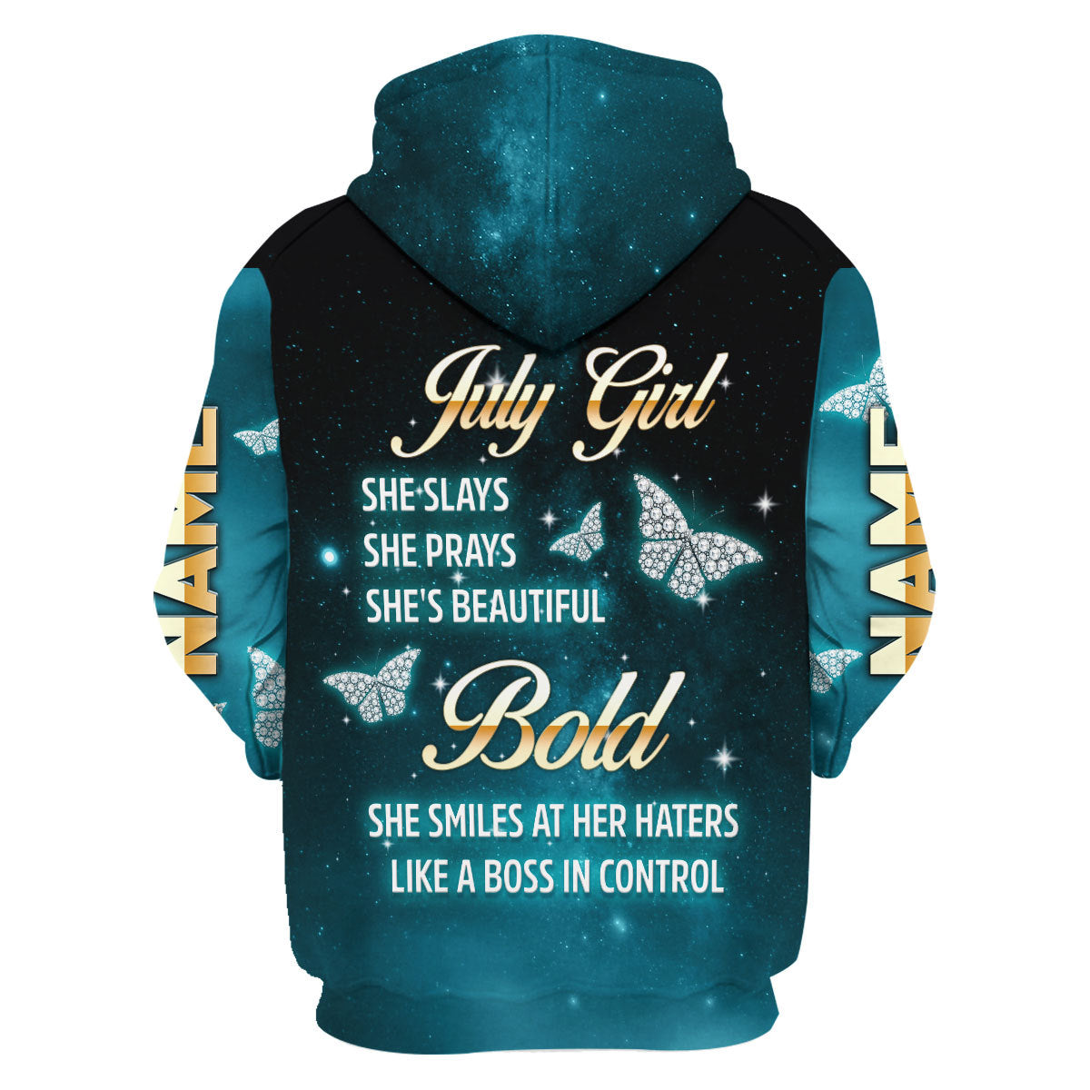 YMskins Personalized Hoodie July Girl All Over Printed