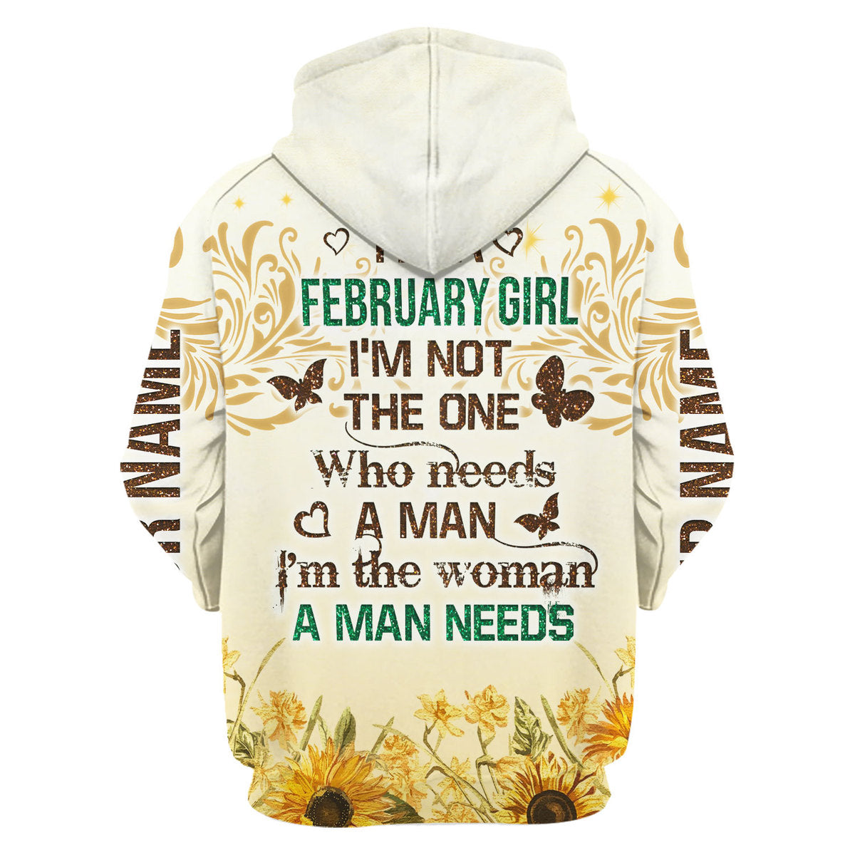 YMskins Personalized Zip Hoodie February Girl All Over Printed
