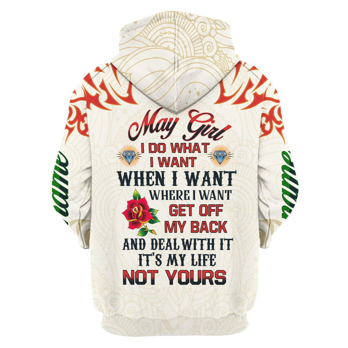 YMskins Personalized Hoodie May Girl I Do What I Want All Over Printed
