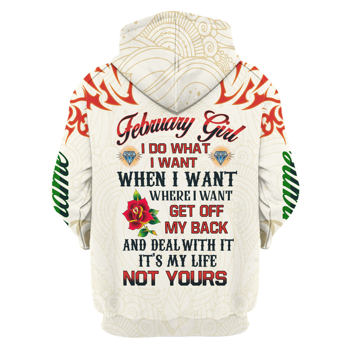 YMskins Personalized Zip Hoodie February Girl I Do What I Want All Over Printed