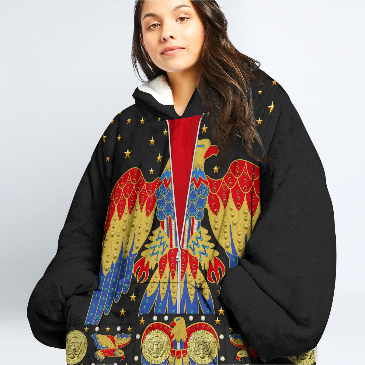 MakerHuman Elvis EAGLE Black Cosplay & Costume Over Size Hoodie Fleece One Size