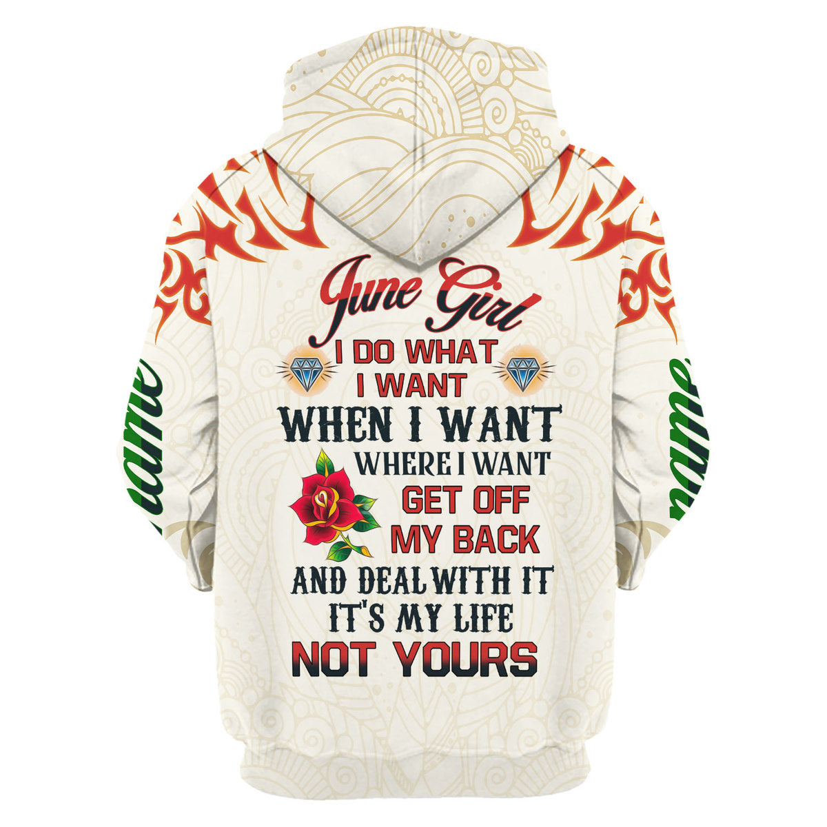 YMskins Personalized Hoodie June Girl I Do What I Want All Over Printed