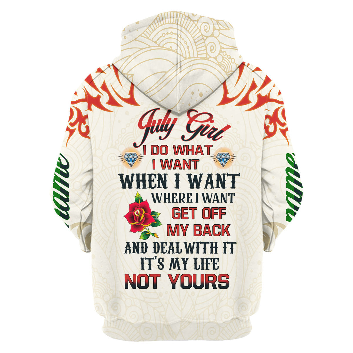 YMskins Personalized Hoodie July Girl All Over Printed