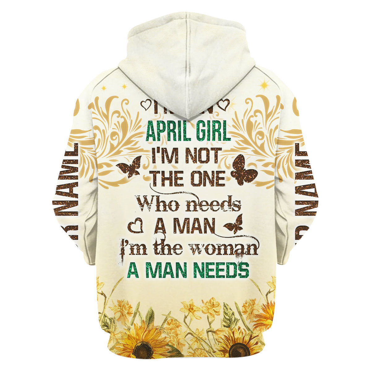 YMskins Personalized Zip Hoodie April Girl All Over Printed