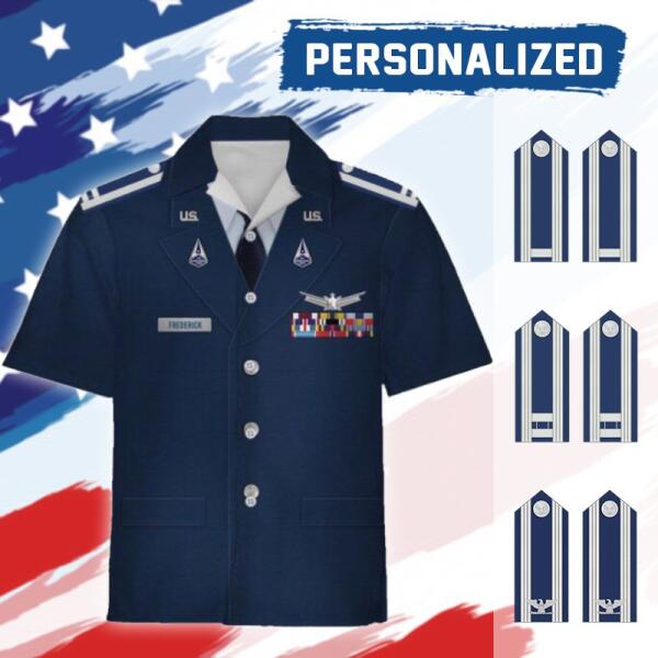 YMskinss Unisex Hawaiin Shirt U.S Space Force Service Dress 3D Uniform-Officer