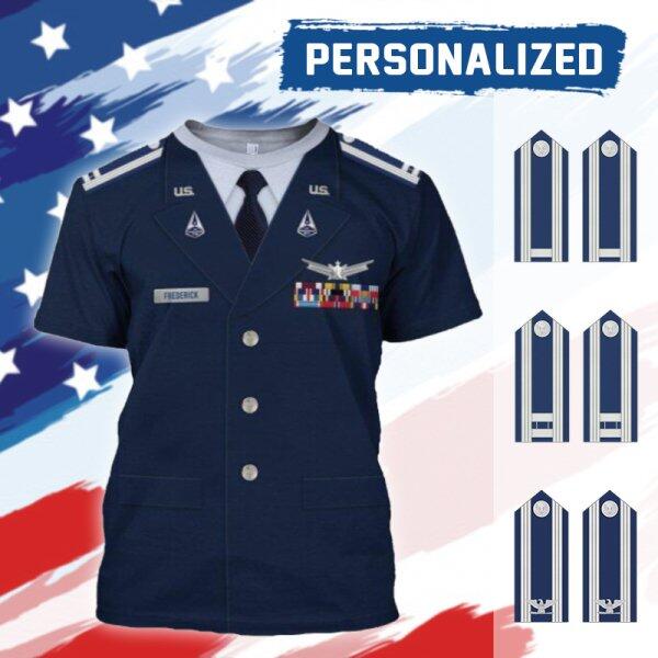 YMskinss Unisex T-Shirt U.S Space Force Service Dress 3D Uniform-Officer