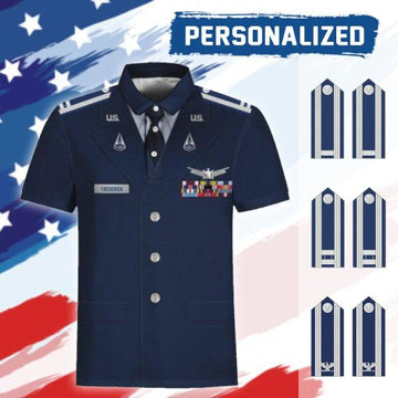 YMskinss Unisex Polo Shirt U.S Space Force Service Dress 3D Uniform-Officer