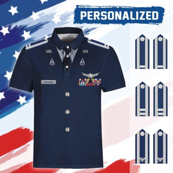 YMskinss Unisex Polo Shirt U.S Space Force Service Dress 3D Uniform-Officer
