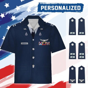 YMskinss Unisex Hawaiian Shirt U.S Space Force Service Dress (Class A) 3D Uniform-Officer