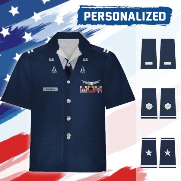 YMskinss Unisex Hawaiian Shirt U.S Space Force Service Dress (Class B) 3D Uniform-Officer