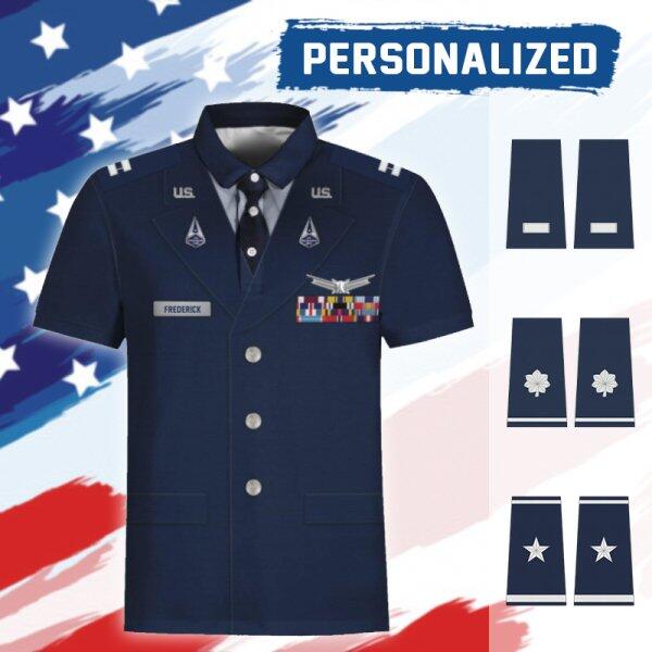 YMskinss Unisex Polo Shirt U.S Space Force Service Dress (Class B) 3D Uniform-Officer