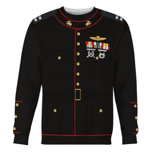 YMskinss Unisex Sweatshirt U.S Marine Corps Blue Service Uniform 3D Uniform-Officer