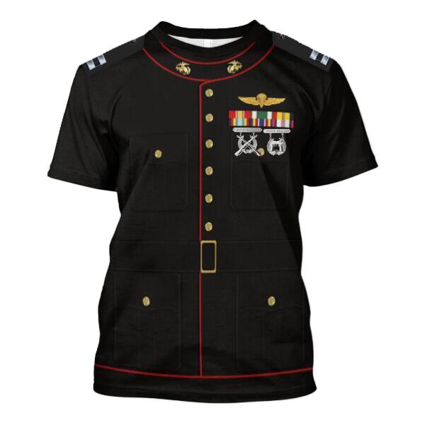 YMskinss Unisex T-Shirt U.S Marine Corps Blue Service Uniform 3D Uniform-Officer