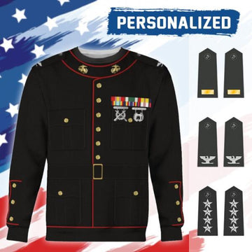 YMskinss Unisex Sweatshirt U.S Marine Corps Blue Service Uniform 3D Uniform-Officer