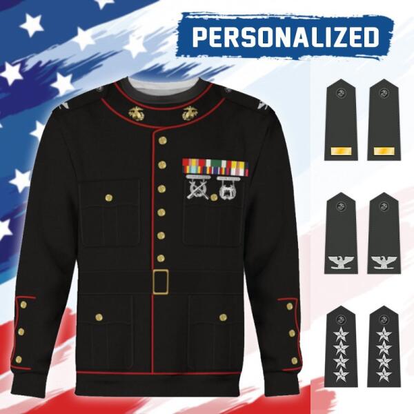 YMskinss Unisex Sweatshirt U.S Marine Corps Blue Service Uniform 3D Uniform-Officer