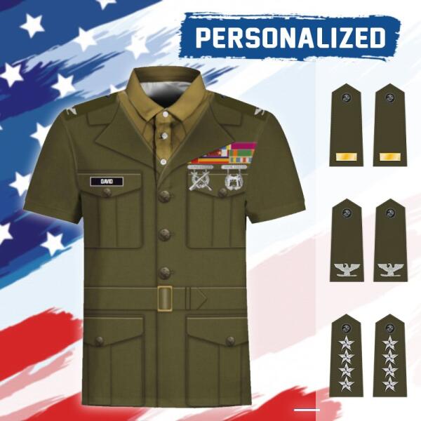 YMskinss Unisex Polo Shirt U.S Marine Corps Green Service Uniform 3D Uniform-Officer