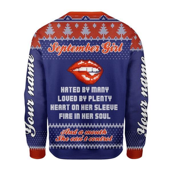 YMskins Personalized Name Sweatshirt September Girl All Over Printed