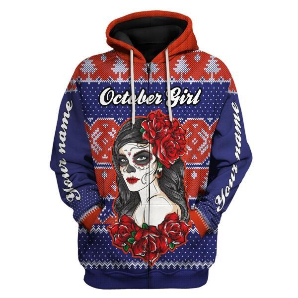 YMskins Personalized Hoodie October Girl All Over Printed