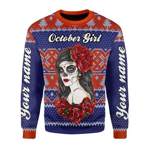YMskins Personalized Sweatshirt October Girl All Over Printed