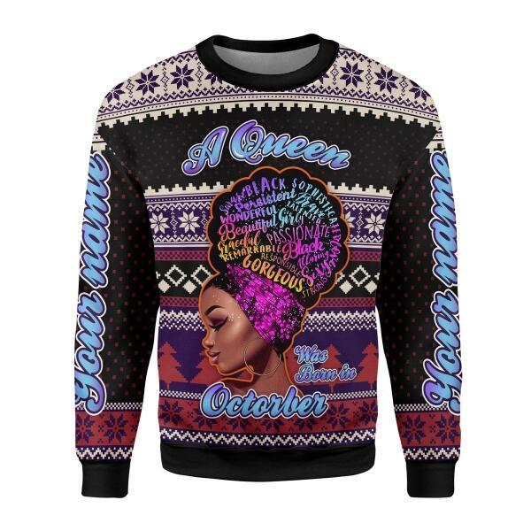 YMskins Personalized Tops A Queen Was Born In October All Over Printed