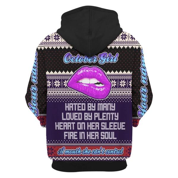 YMskins Personalized Zip Hoodie A Queen Was Born In October All Over Printed