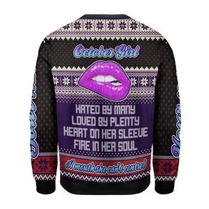 YMskins Personalized Ugly Sweater A Queen Was Born In October All Over Printed