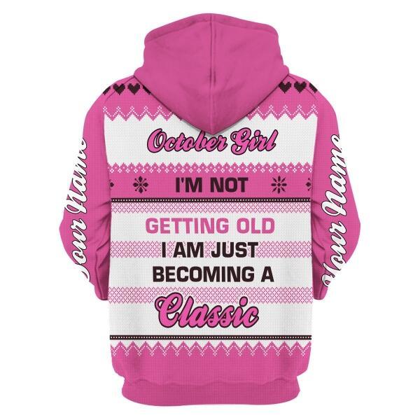 YMskins Personalized Zip Hoodie October Girl All Over Printed