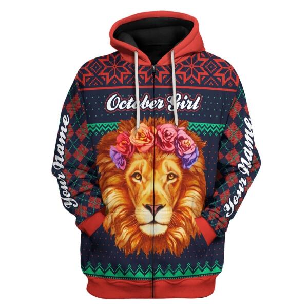 YMskins Personalized Zip Hoodie October Girl All Over Printed
