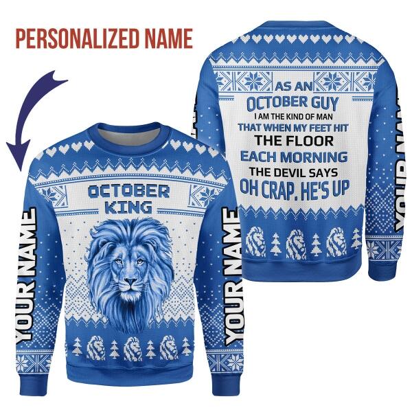 YMskins Personalized Ugly Sweater October Guy All Over Printed