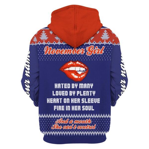 YMskins Personalized Hoodie November Girl All Over Printed