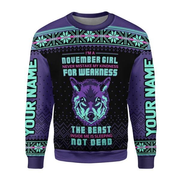 YMskins Personalized Sweatshirt November Girl All Over Printed