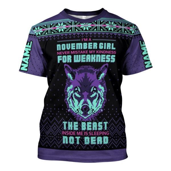 YMskins Personalized T-shirt November Girl All Over Printed