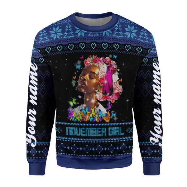 YMskins Personalized Ugly Sweater November Girl I Am The Storm All Over Printed