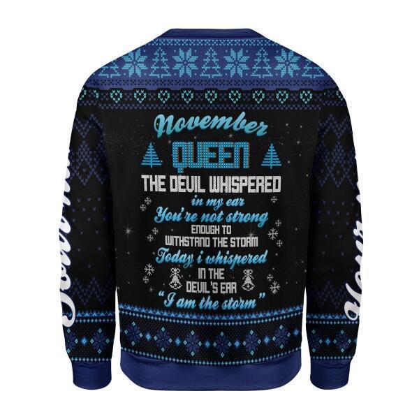 YMskins Personalized Ugly Sweater November Girl I Am The Storm All Over Printed