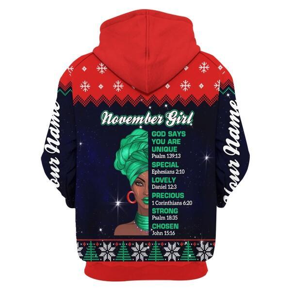 YMskins Personalized Zip Hoodie November Girl All Over Printed