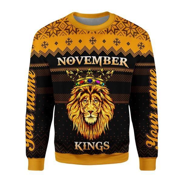 YMskins Personalized Ugly Sweater Kings Are Born In November All Over Printed