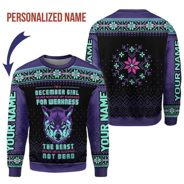 YMskins Personalized Ugly Sweater December Girl All Over Printed