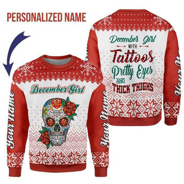 YMskins Personalized Ugly Sweater December Girl All Over Printed