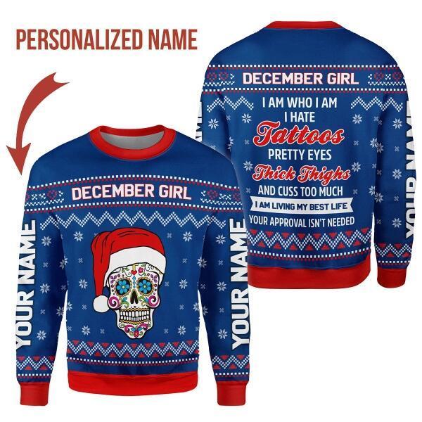 YMskins Personalized Sweatshirt December Girl I Am Who I Am All Over Printed