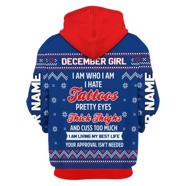 YMskins Personalized Hoodie December Girl I Am Who I Am All Over Printed