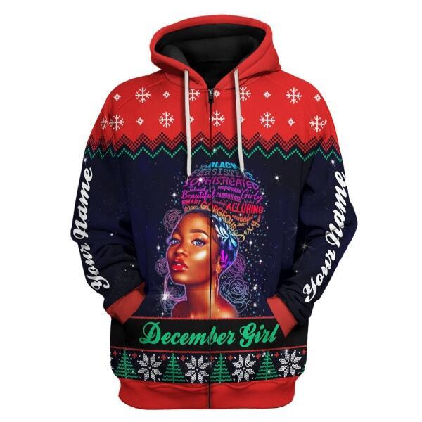 YMskins Personalized Hoodie December Girl God Says You Are Unique All Over Printed
