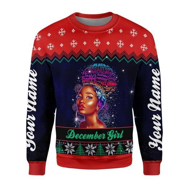 YMskins Personalized Ugly Sweater December Girl God Says You Are Unique All Over Printed