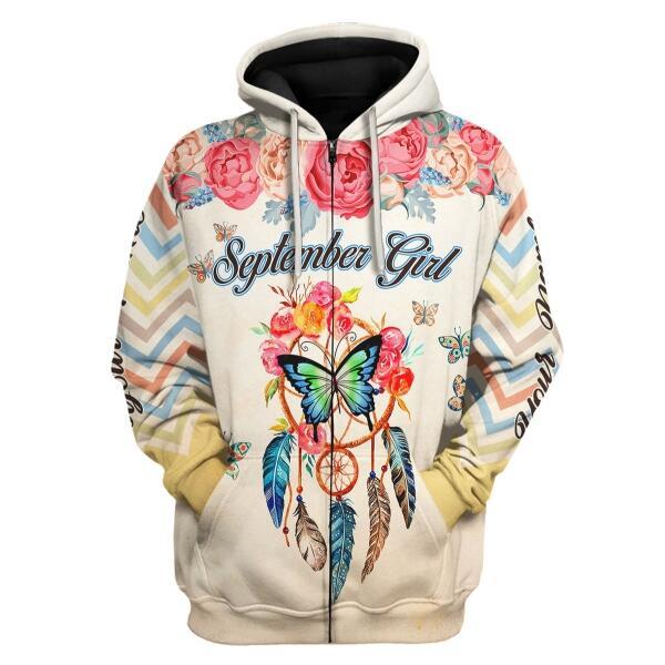 YMskins Personalized Hoodie September Girl All Over Printed