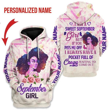 YMskins Personalized Hoodie September Girl All Over Printed