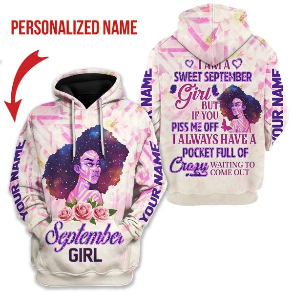 YMskins Personalized Hoodie September Girl All Over Printed