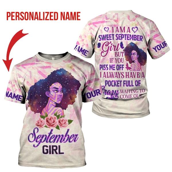 YMskins Personalized T-shirt September Girl All Over Printed
