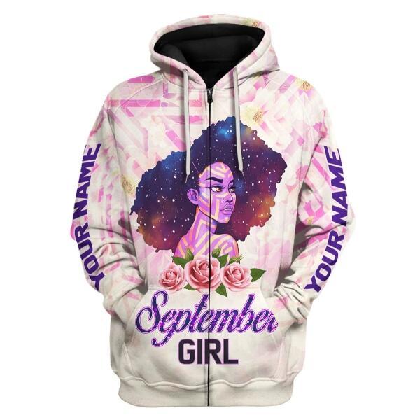 YMskins Personalized Hoodie September Girl All Over Printed