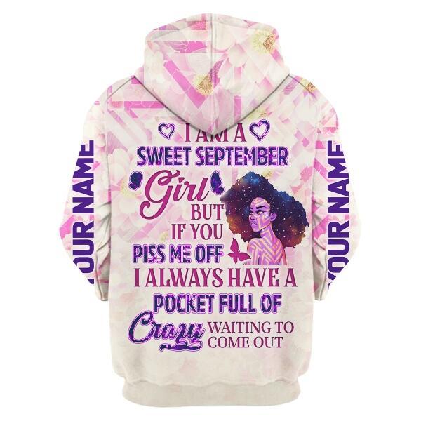 YMskins Personalized Zip Hoodie September Girl All Over Printed